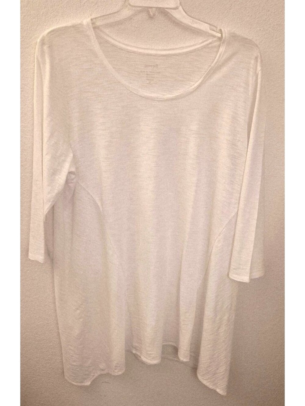 J. Jill Pure Jill 3/4th Sleeve White Swing Linen Blend Tunic Top 2x Flaw at back